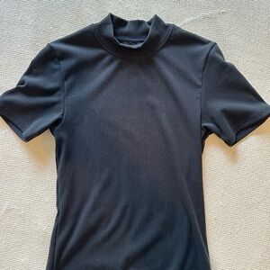 BLYT Black Ribbed Short Sleeve Top